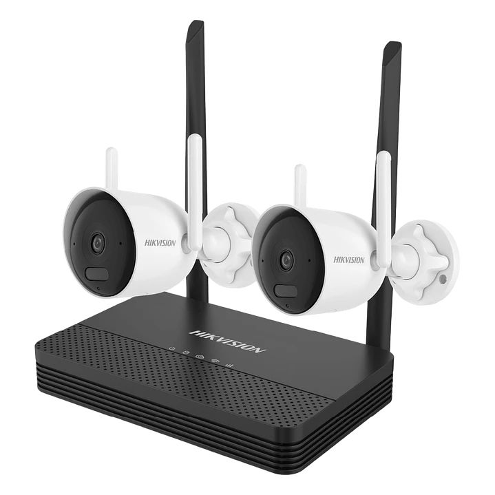 Kit Cámaras Wi-Fi Hikvision NKS422WBH NVS 4 Canales + 2 Cámaras Bullet 2MP H.265 microSD hasta 512GB 1