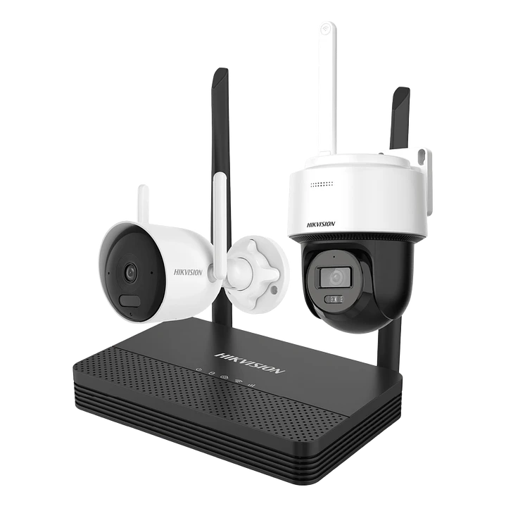 Kit Cámaras Wi-Fi Hikvision NKS422WBPH NVS 4 Canales + Bullet 2MP + Domo PT 2MP Audio Bidireccional 1
