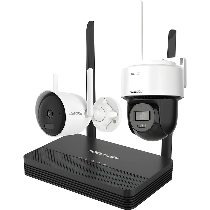 Kit Cámaras Wi-Fi Hikvision NKS422WBPH NVS 4 Canales + Bullet 2MP + Domo PT 2MP Audio Bidireccional 2