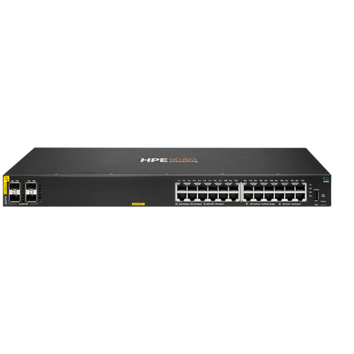 Switch HPE Aruba CX 6100 24G Class4 PoE 4SFP+ 370W JL677A Administrable 24 Puertos 1