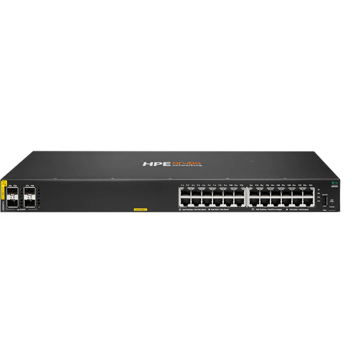 Switch HPE Aruba CX 6000 24G Class4 PoE 4SFP 370W R8N87A Administrable 24 Puertos 1