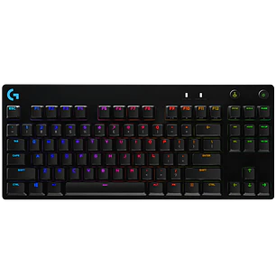 Teclado Mecánico Gamer Logitech G PRO TKL GX Blue Clicky RGB Inglés US Negro (920-009388)