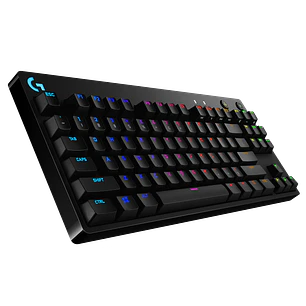 Teclado Mecánico Gamer Logitech G PRO TKL GX Blue Clicky RGB Inglés US Negro (920-009388)