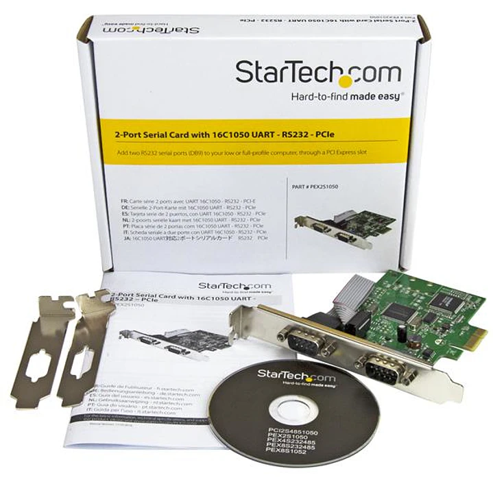 Tarjeta PCIe Serie StarTech.com PEX2S1050 2 Puertos RS232 DB9 UART 16C1050 5