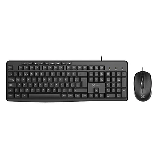 Kit Teclado y Mouse Xtech Alámbrico USB Español Latinoamericano Multimedia Negro (XTK-302S)