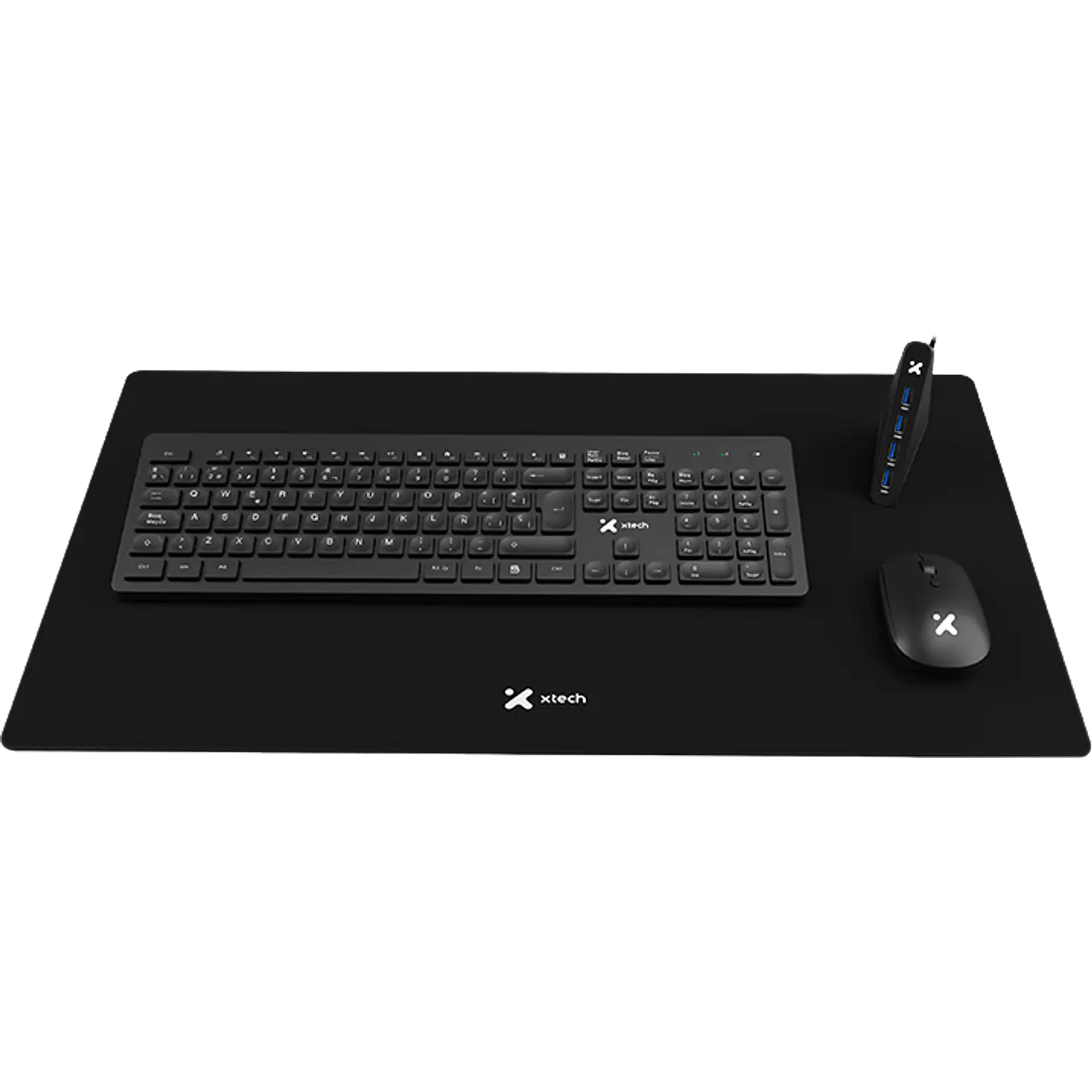 Kit Teclado y Mouse Inalámbrico Xtech XTK-320S Español con Mousepad XL y Hub USB 3.0 4 Puertos 1