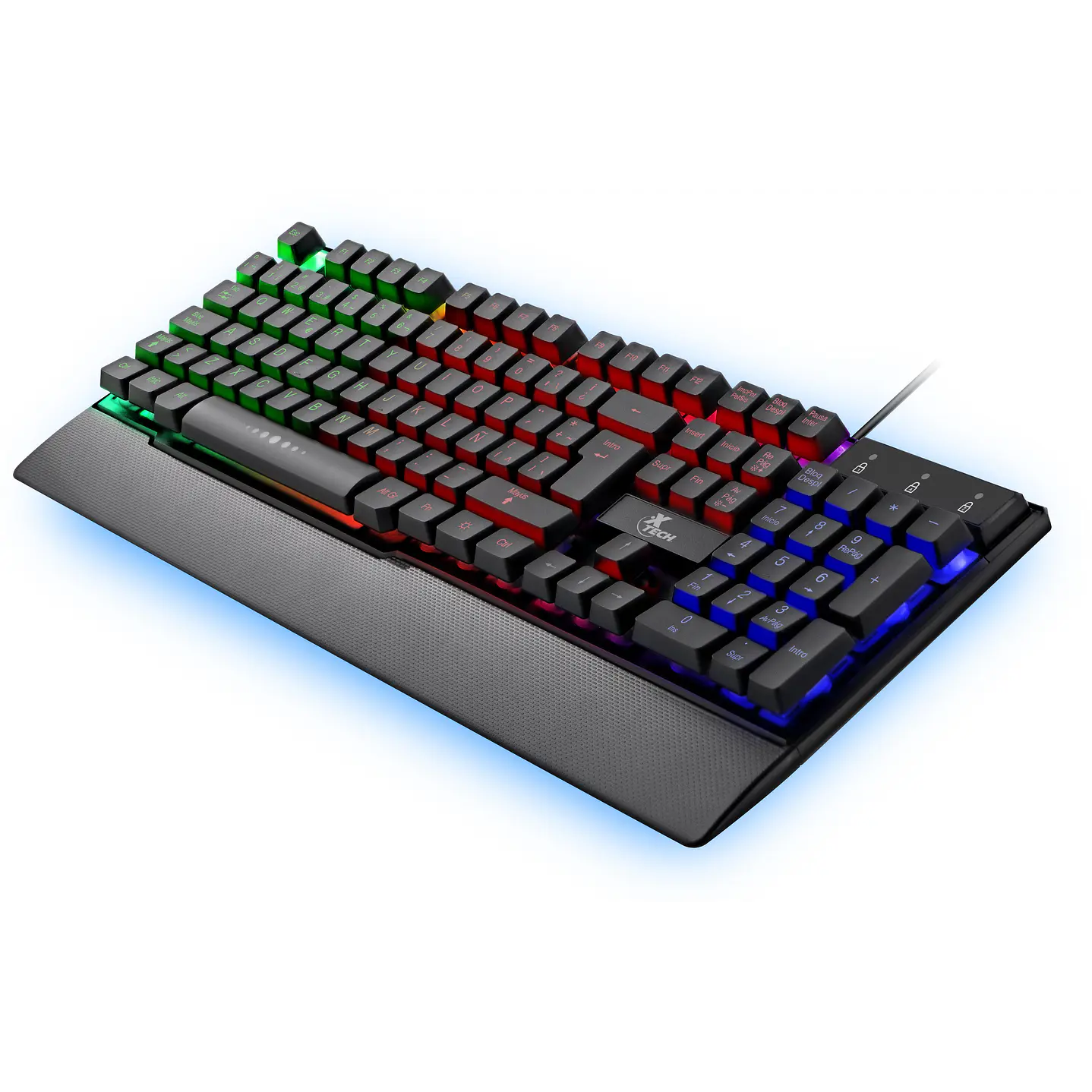 Teclado Gamer Xtech Armiger XTK-510S USB Español Retroiluminado Multicolor con Reposamuñecas 1