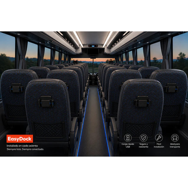  Soporte para Celular con Cargador USB Integrado para Buses - EasyDock USB ORBE