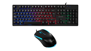 Kit Gamer Teclado + Mouse Philips Led C214bk Color Del Teclado Negro