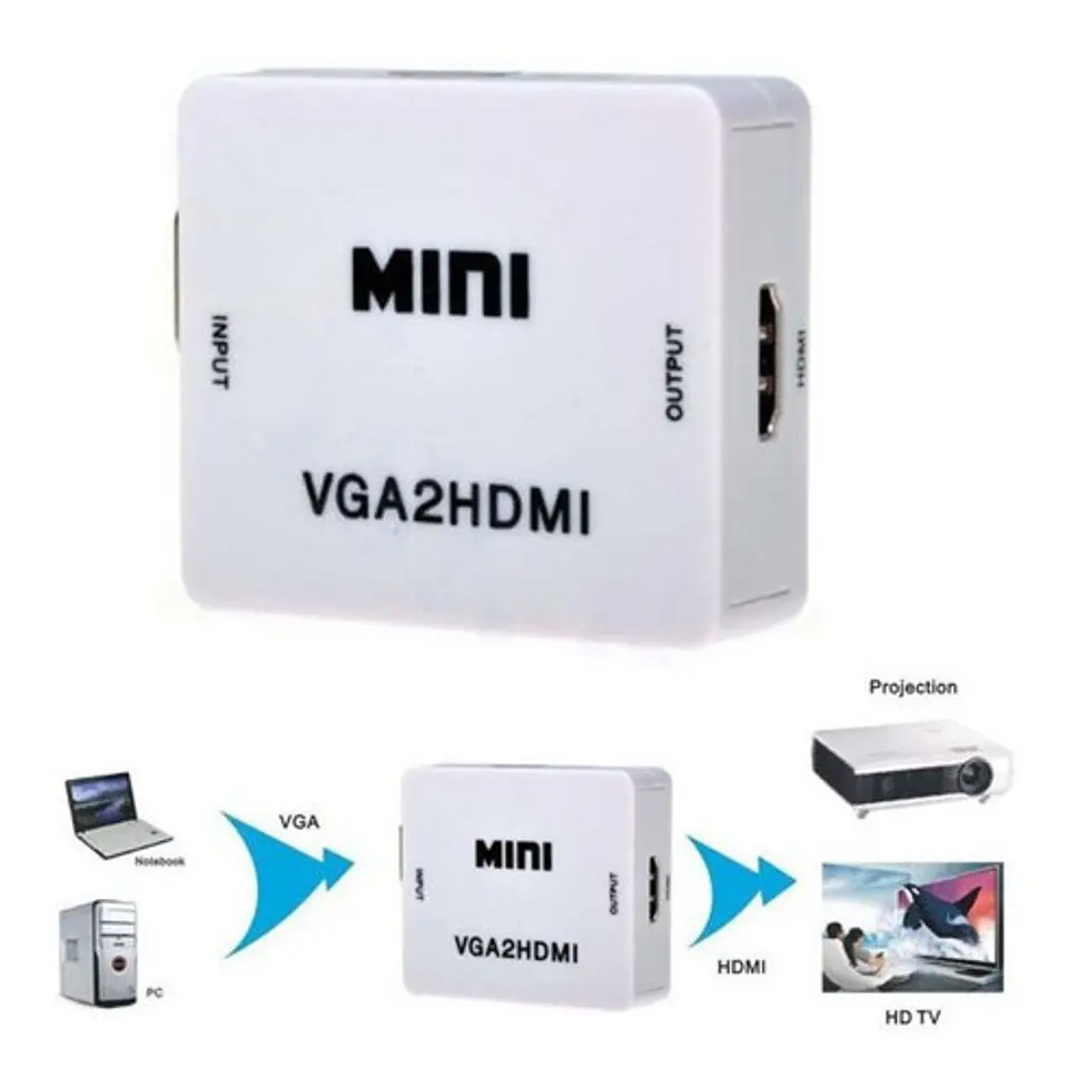 Conversor Adaptador Vga A Hdmi Video Converter Full Hd 1080p 2