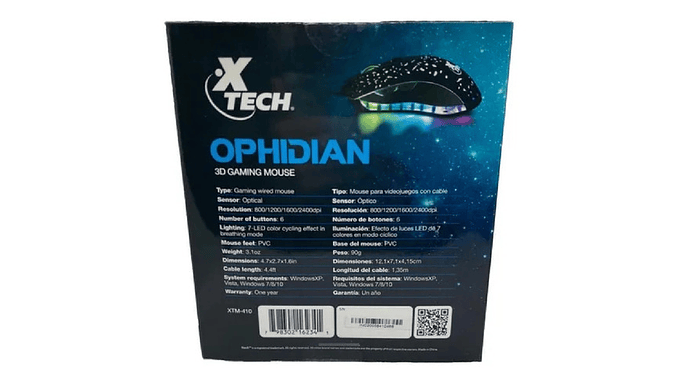 Mouse Gamer 3d Xtech Ophidian Xtm-410 - Usb - 2400dpi Color Negro 5