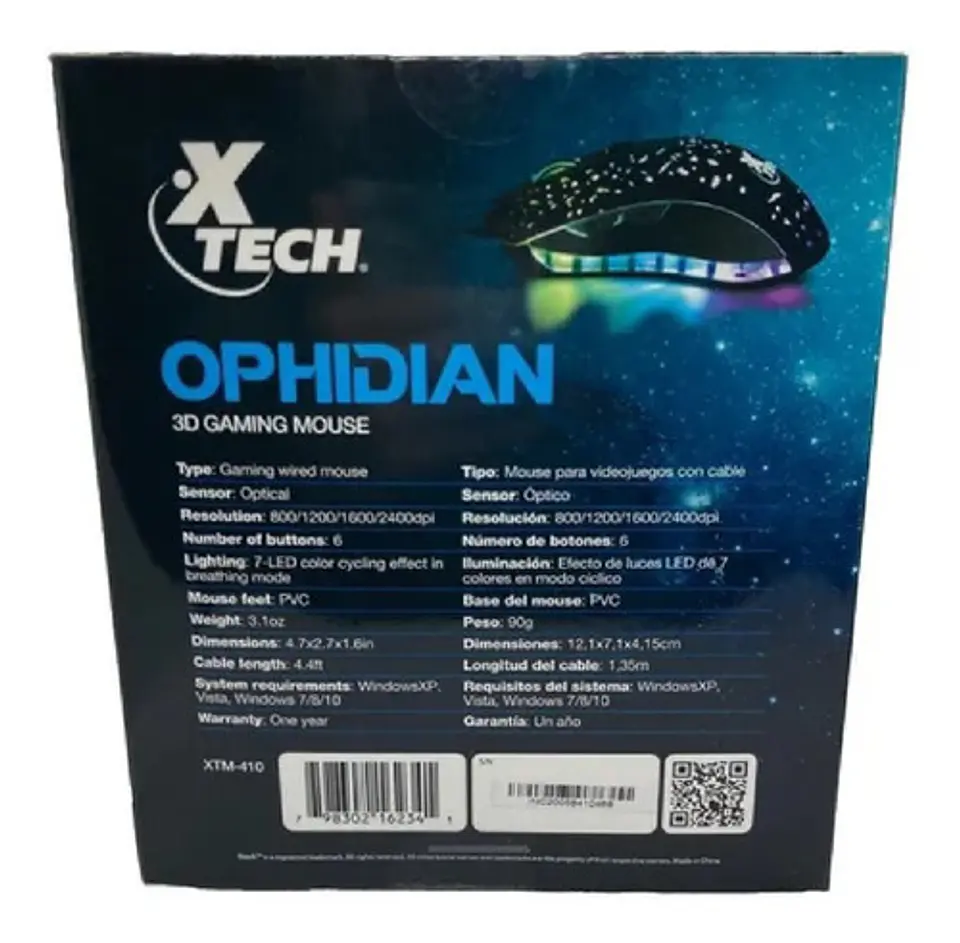 Mouse Gamer 3d Xtech Ophidian Xtm-410 - Usb - 2400dpi Color Negro 5