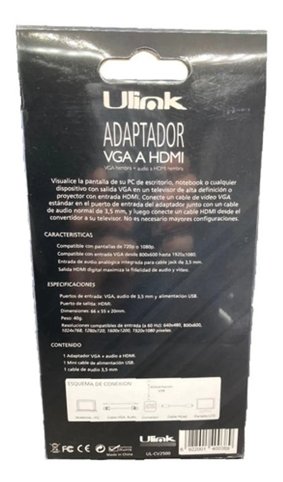 Conversor Adaptador Hdmi A Vga Ulink Ul-cv2500 3