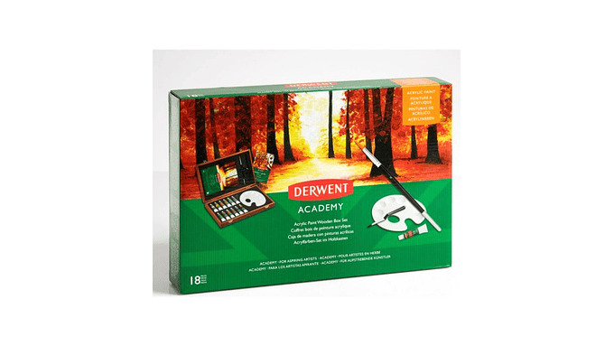 Pintura Acrílica Derwent Academy En Caja De Madera 2