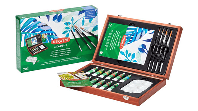 Pintura Acrílica Derwent Academy En Caja De Madera 3