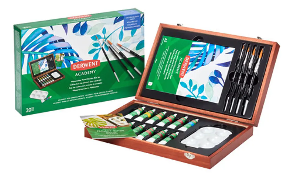 Pintura Acrílica Derwent Academy En Caja De Madera 3