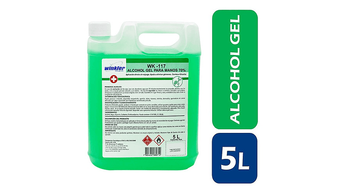 Alcohol Gel Para Manos Winkler 5 Lts Wk-117 70% 2