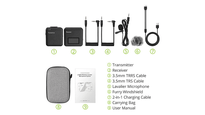 Microfono Inalambrico Audio Profesional Con Reducción Ruido 6