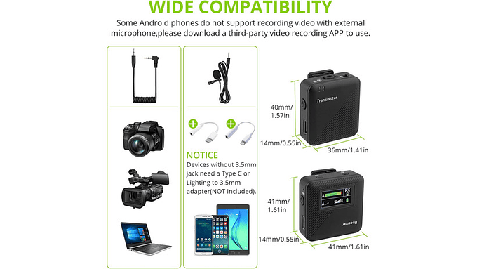 Microfono Inalambrico Audio Profesional Con Reducción Ruido 10