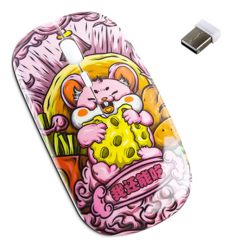 Mouse Inalámbrico Otaku Cheesy Munch Recargable Y Silencioso 2