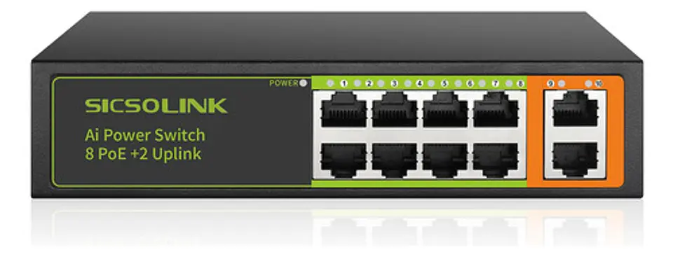 Switch 10 Puertos 8 Poe+ Uplink 802.3af/at 120w 1