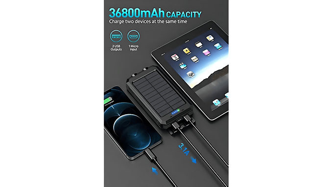 Power Bank Solar Cargador 36800mah 5v3.1a 18w Pd 2