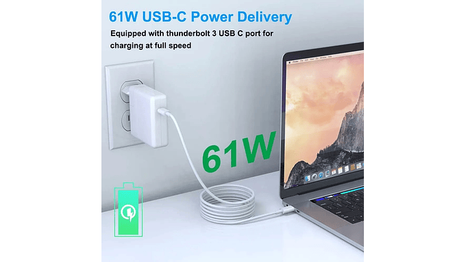 Cargador Para Macbook Apple 61w Usb-c Carga Rápida 20.3v 3.0 2