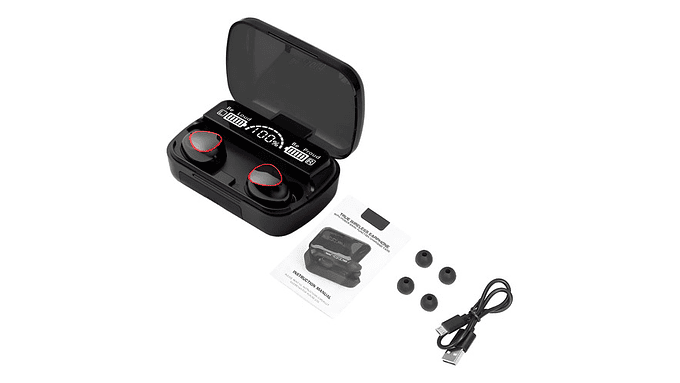 Audífonos Inalámbricos Bluetooth V5.1 M10 Powerbank 2000 Color Negro Color De La Luz Blanco 6