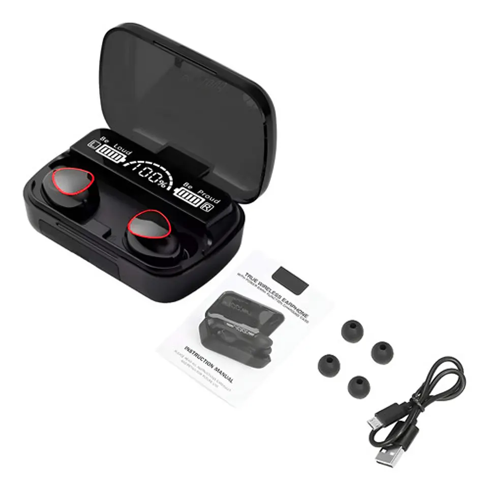 Audífonos Inalámbricos Bluetooth V5.1 M10 Powerbank 2000 Color Negro Color De La Luz Blanco 6
