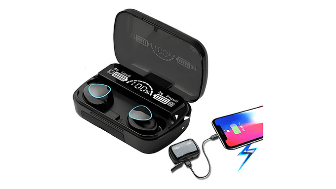 Audífonos Inalámbricos Bluetooth V5.1 M10 Powerbank 2000 Color Negro Color De La Luz Blanco 7