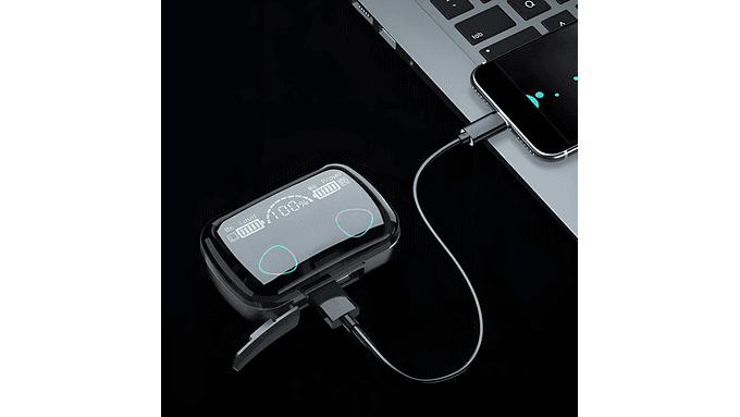 Audífonos Inalámbricos Bluetooth V5.1 M10 Powerbank 2000 Color Negro Color De La Luz Blanco 9