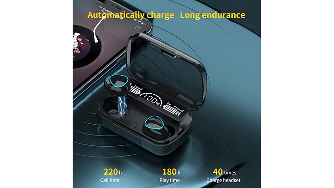 Audífonos Inalámbricos Bluetooth V5.1 M10 Powerbank 2000 Color Negro Color De La Luz Blanco 11