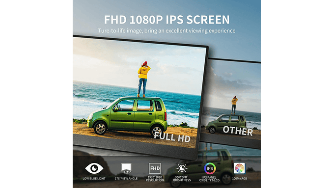 Monitor Portátil 15,6 Pulgadas Con Usb C Full Hd Altavoces 3