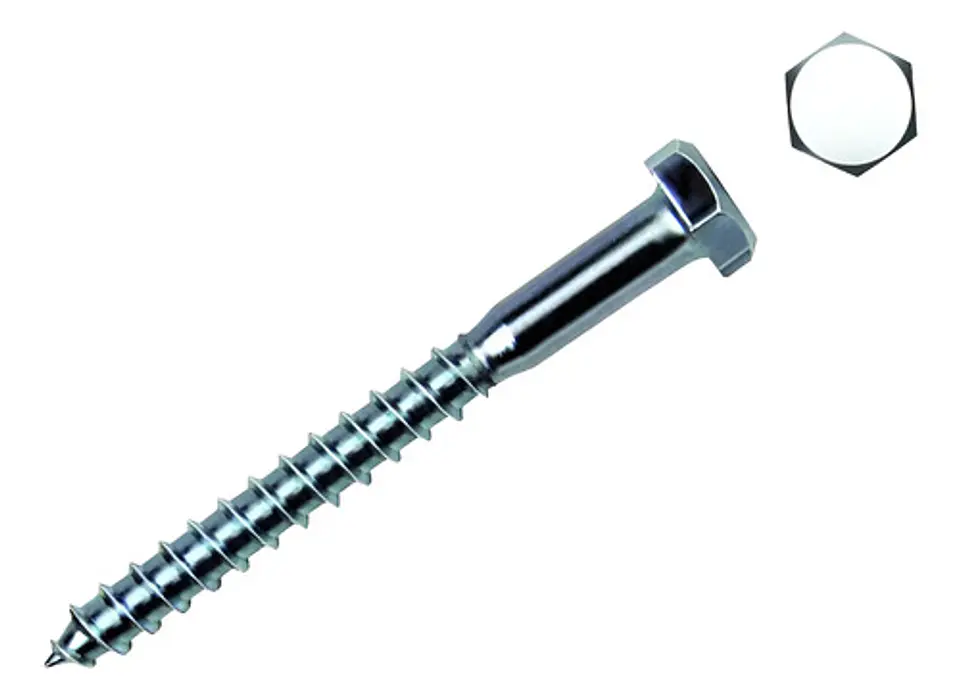 Pack 50 Tirafondo Cabeza Hexagonal Diámetro 6x70 Mm Zincado 4