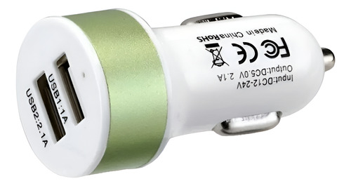 Cargador Para Auto Usb Doble 12 Volt Usb 1.1 A Y Usb 2.1 A