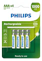 Pack 4 Pilas Philips Aaa Recargables Nimh 1000mah 1.2v - Miniatura 1