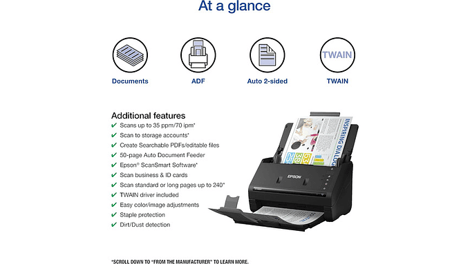 Escáner Dúplex Workforce Epson Es-400 Ii Usb Con Adf 8