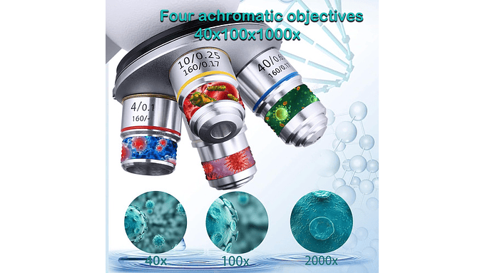 Microscopio Profesional 40x-2500x Led Dual Wf10x Wf25x 7