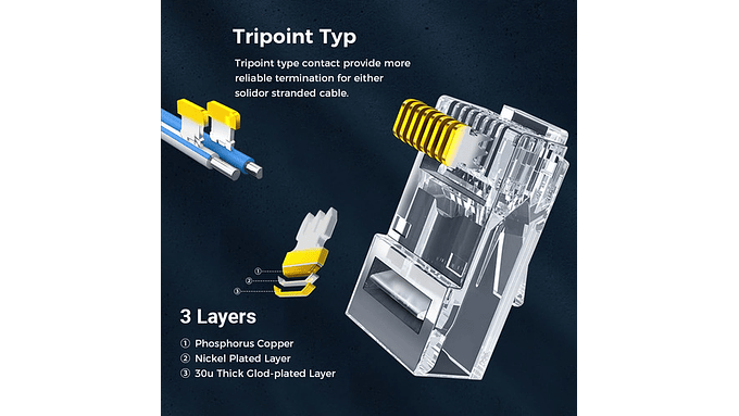Conectores Rj45 Cat6 100 Unidades Utp Sólido O Trenzado 3