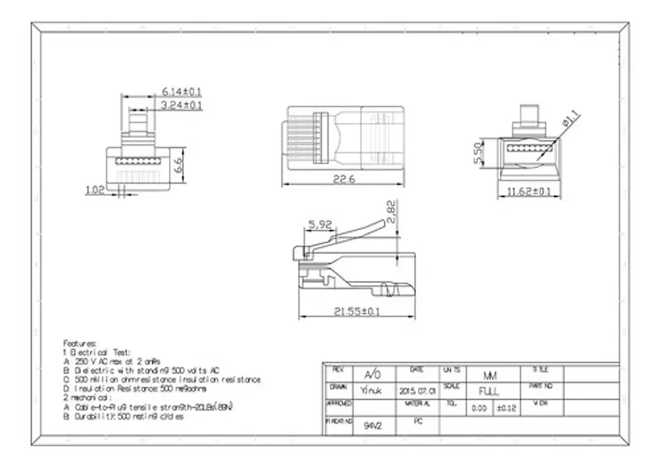 Conectores Rj45 Cat6 100 Unidades Utp Sólido O Trenzado 6
