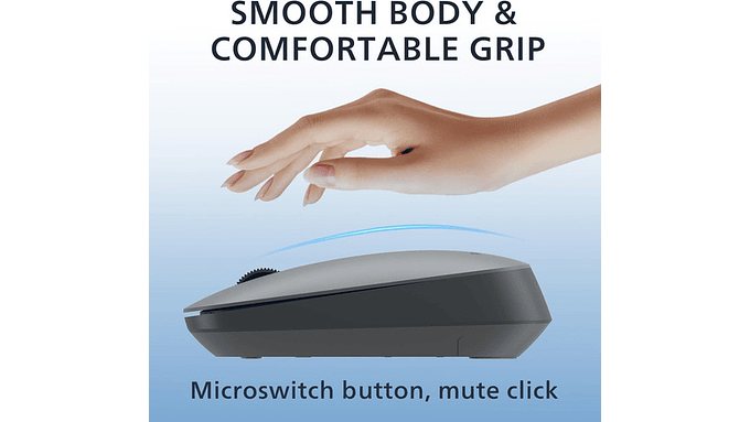 Mouse Bluetooth E Inalambrico Philips 1600 Dpi, 3 Botones Gris 3