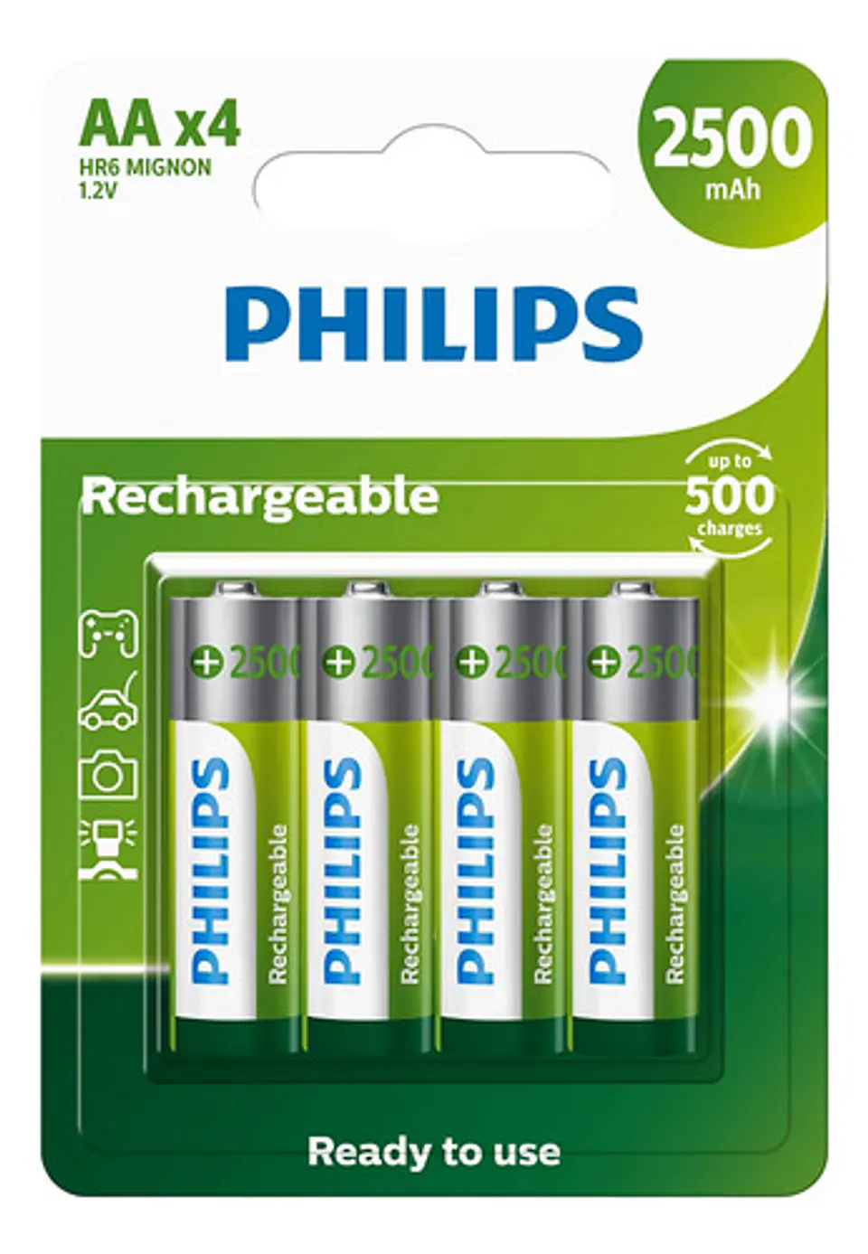 Pack 4 Pilas Philips Aa Recargables Nimh 2100mah 1.2v 6