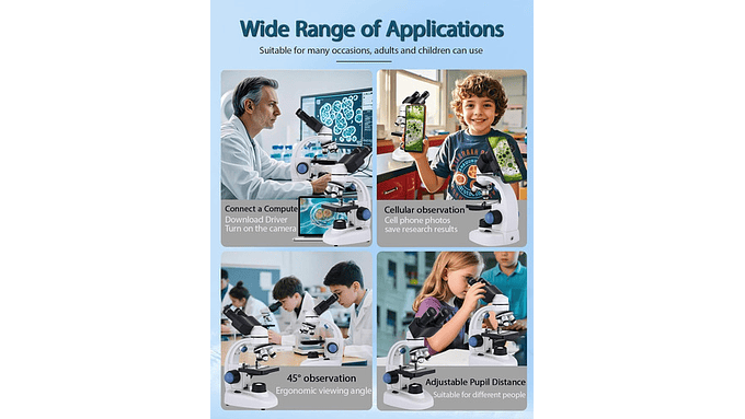 Microscopio Wf10x Wf25x Cámara Usb 40x-2000x 5