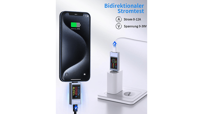 Medidor Digital Usb-c Pd Tester 430v 012a Lcd  Voltímetro 2