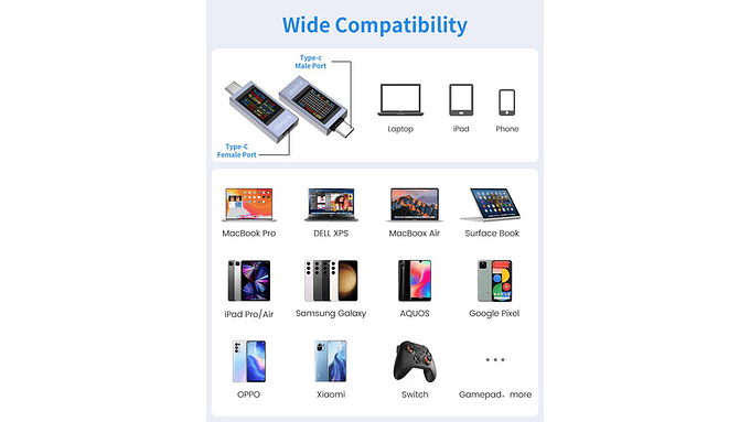 Medidor Digital Usb-c Pd Tester 430v 012a Lcd  Voltímetro 8