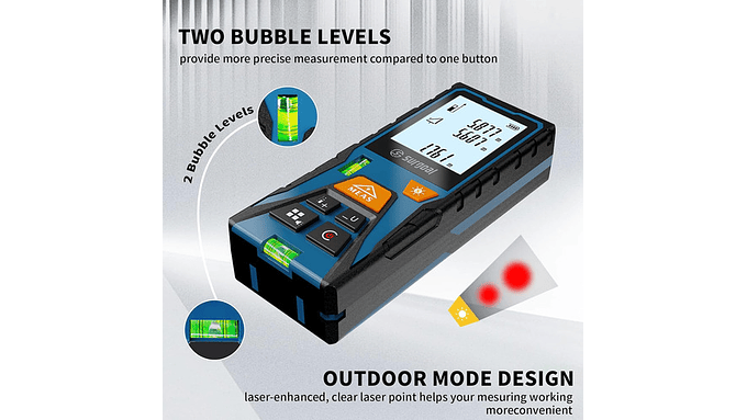 Medidor De Distancia Láser 60 Lcd, Cálculo De Área  ±2 Mm 4
