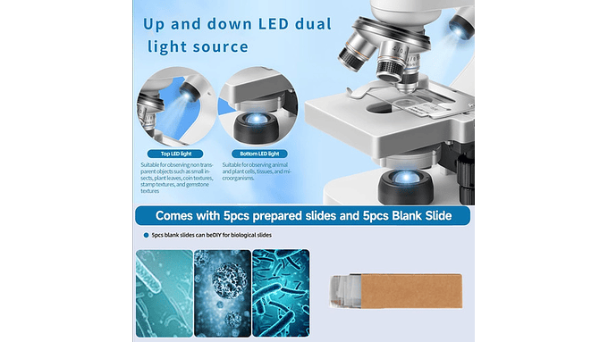 Microscopio Binocular 40x-2000x Led Doble Wifi Versión 8