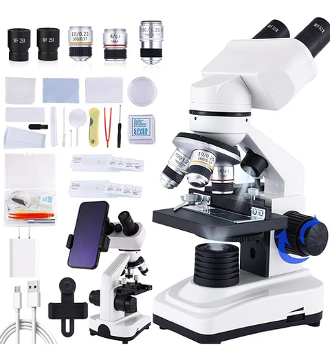 Microscopio Binocular 40x2500x Led Dual Y Oculares Wf25x