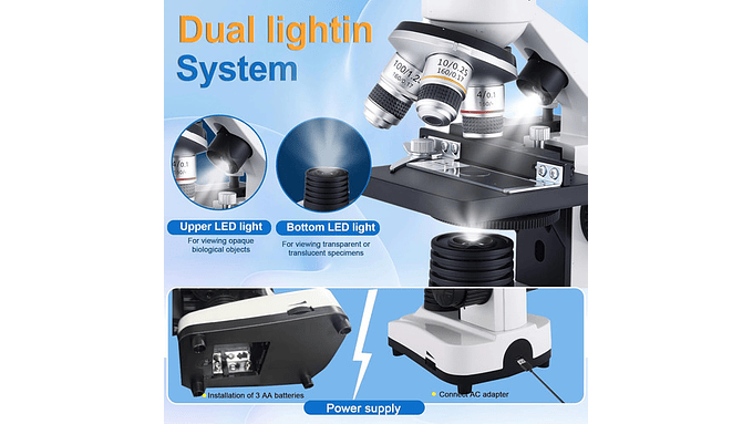 Microscopio Binocular 40x2500x Led Dual Y Oculares Wf25x 5
