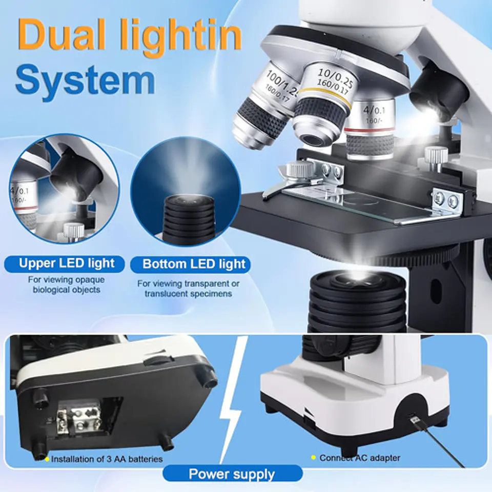 Microscopio Binocular 40x2500x Led Dual Y Oculares Wf25x 5